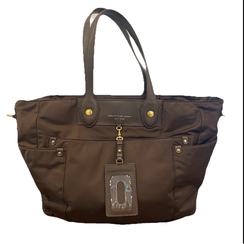 Marc by Marc Jacobs large brown nylon leather tote bag